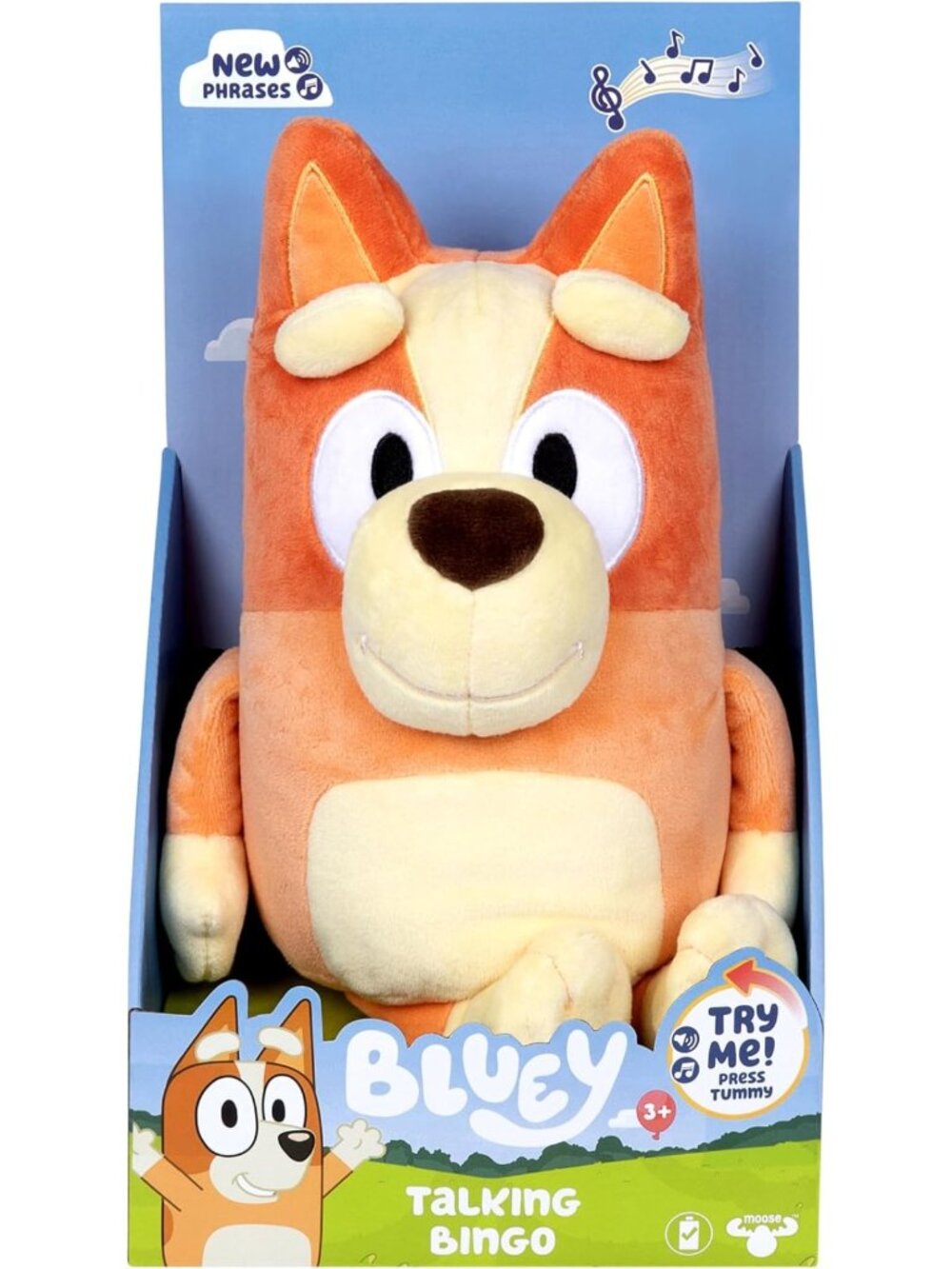 Interactive 13” Plush Bingo Toy - Soft Talking Stuffed Animal with Sound Effects